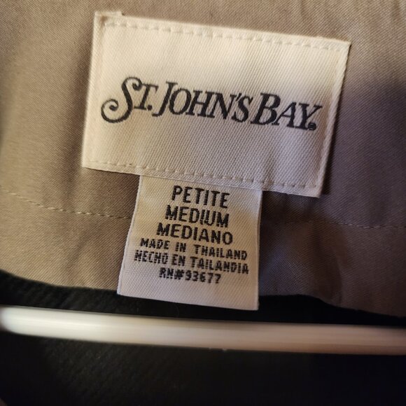 Women's Petite Medium St. John's Bay Tan/Black Anorak Full Zip Hooded Jacket - Picture 8 of 10